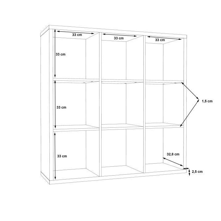Etagere 9 niches - Décor papier noir - MAURO
