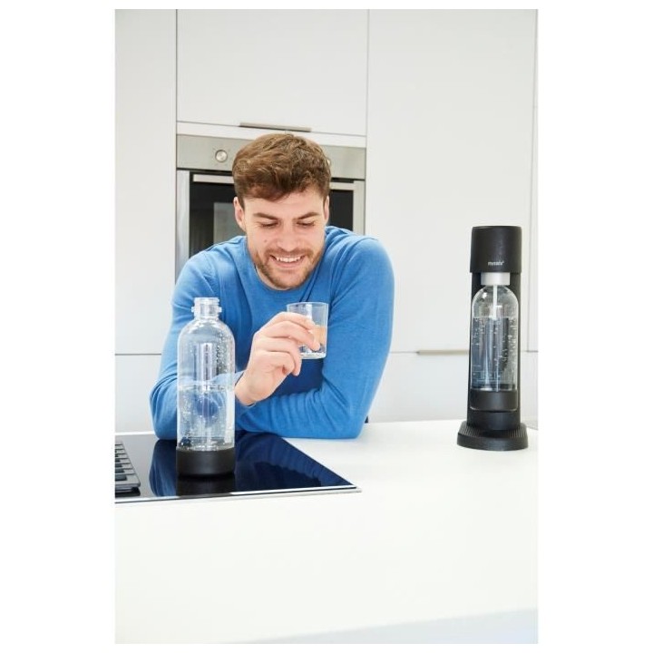 MYSODA Machine a Soda Woody Black, 1 cylindre de CO2, 1 bouteille 1L B