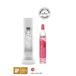 MYSODA Machine a Soda Woody White, 1 bouteille de 1L, 1 cylindre de CO
