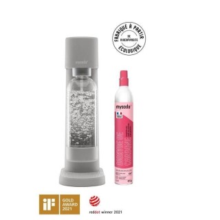 MYSODA Machine a Soda Woody Gray, 1 bouteille de 1L, 1 cylindre de CO2