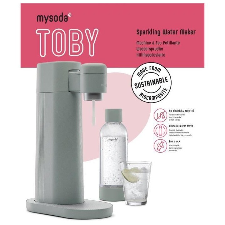 MYSODA Machine a Soda Toby Pigeon, 1 bouteille de 0.5L, 1 bouteille de
