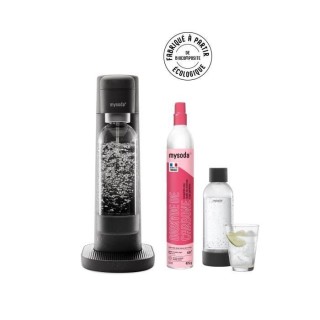 MYSODA Machine a Soda Toby Black, 1 bouteille de 0.5L, 1 bouteille de