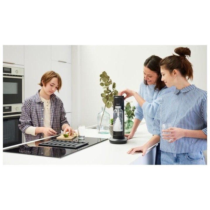 MYSODA Machine a Soda Toby Black, 1 bouteille de 0.5L, 1 bouteille de