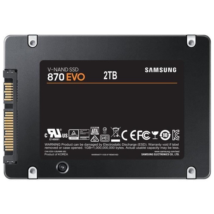 SAMSUNG 870 EVO - Disque SSD Interne - 2To - 2,5 (MZ-77E2T0B/EU)