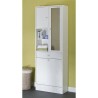 GALET Armoire de toilette - 2 portes + 1 paniere a linge + 1 tiroir Miroir - Blanc mat - L 63 x P 30 x H 181 cm - SYMBIOSIS