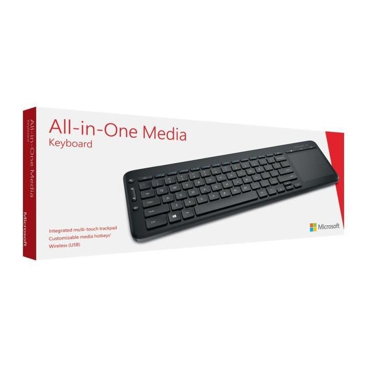 MICROSOFT Clavier All-in-One Media - USB sans-fil - Noir - AZERTY