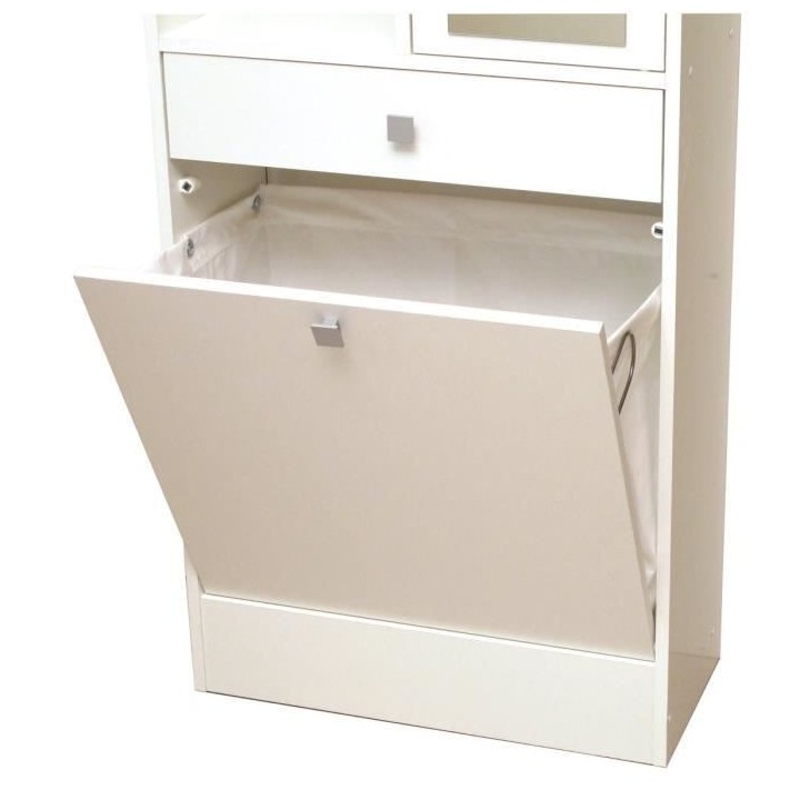 GALET Armoire de toilette - 2 portes + 1 paniere a linge + 1 tiroir Mi