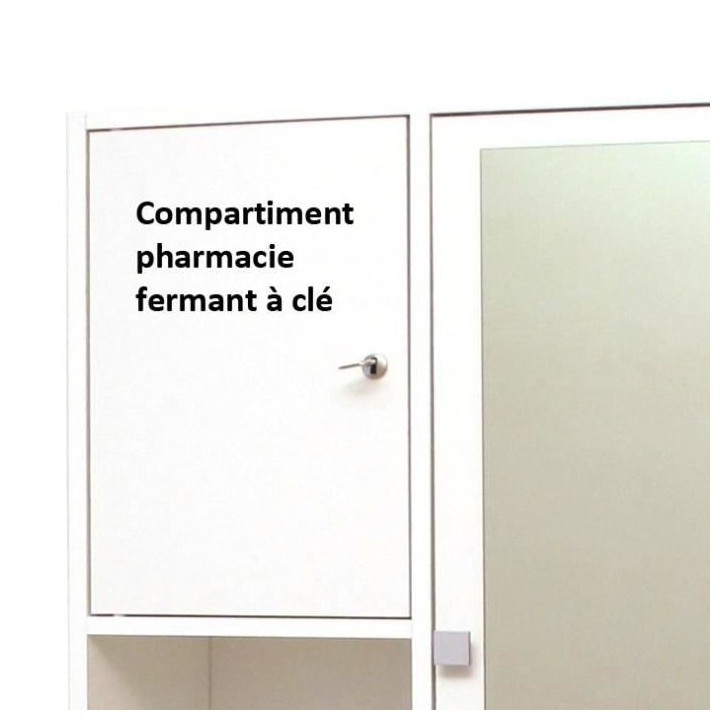 GALET Armoire de toilette - 2 portes + 1 paniere a linge + 1 tiroir Mi