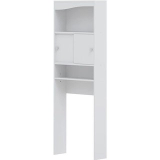 GALET Meuble WC ou machine a laver - Blanc mat - 2 portes coulissantes