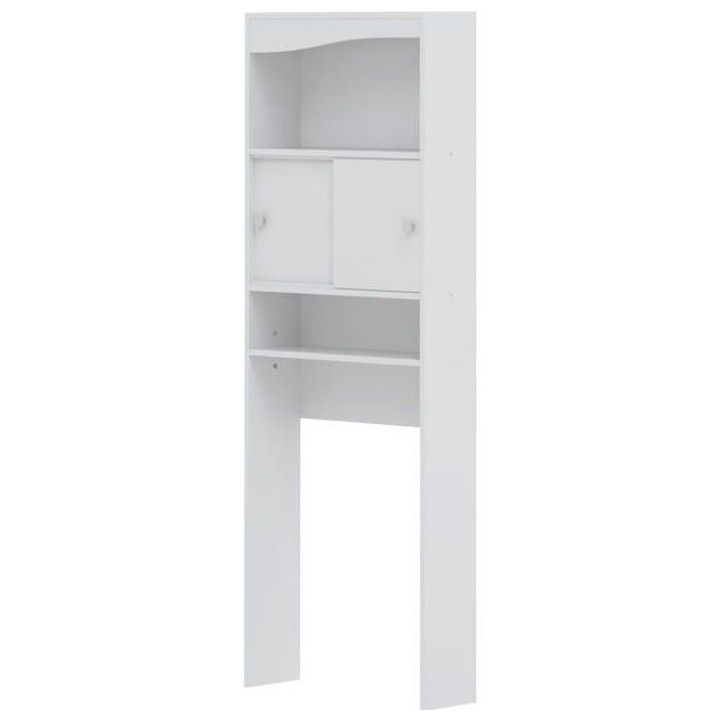 GALET Meuble WC ou machine a laver - Blanc mat - 2 portes coulissantes