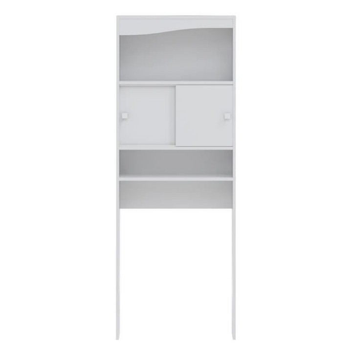 GALET Meuble WC ou machine a laver - Blanc mat - 2 portes coulissantes