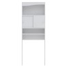 GALET Meuble WC ou machine a laver - Blanc mat - 2 portes coulissantes + 3 niches - L 64 x P 19 x H 178 cm - SYMBIOSIS