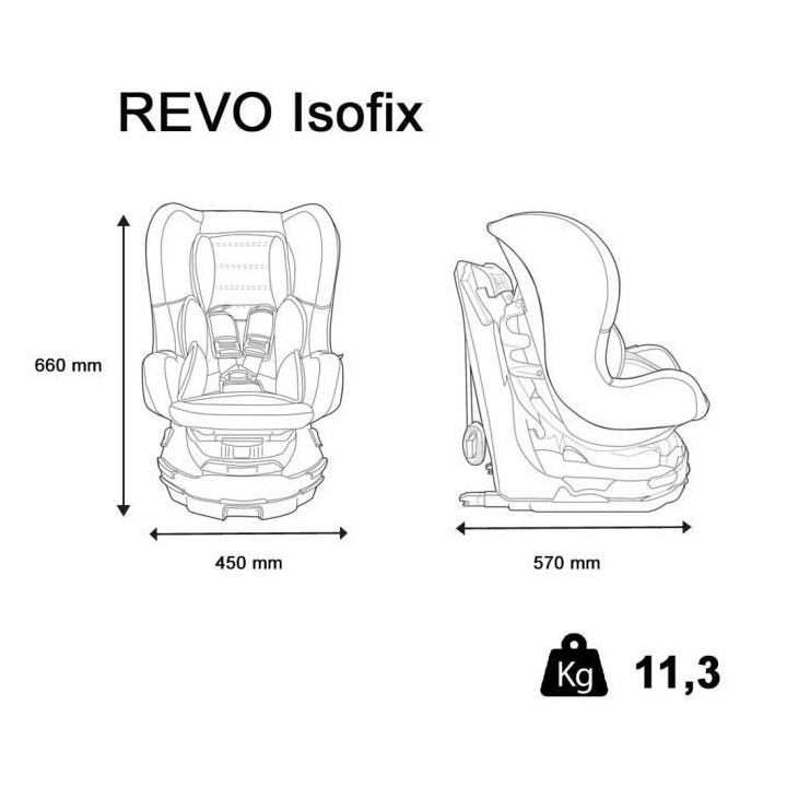 Nania Siege auto isofix pivotant Revo groupe 0/1 (0-18kg) - Hatrix gri