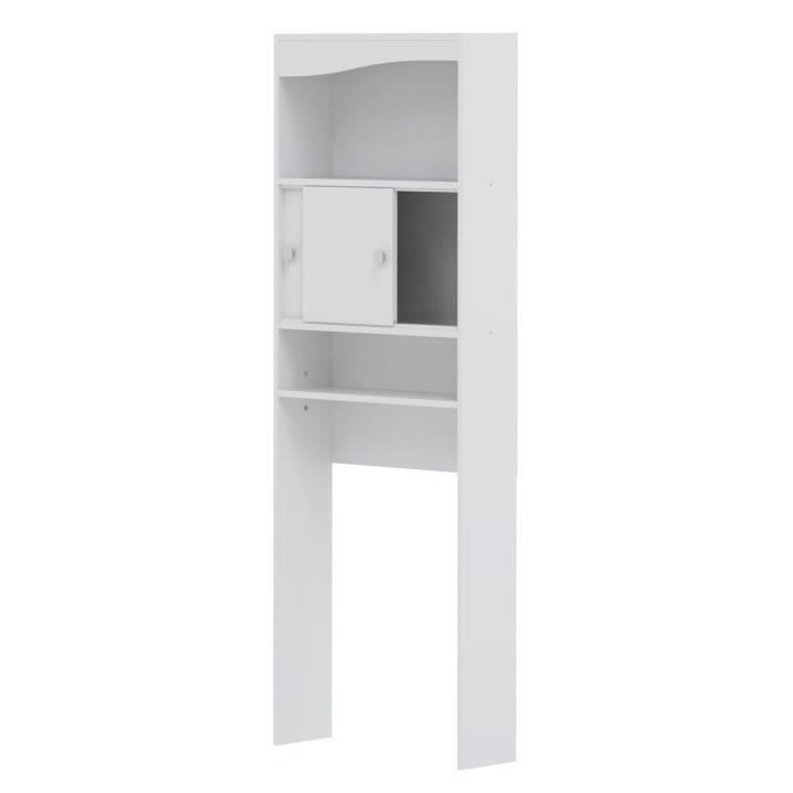 GALET Meuble WC ou machine a laver - Blanc mat - 2 portes coulissantes