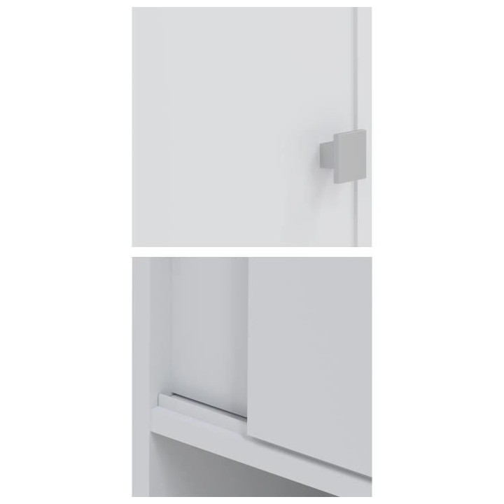 GALET Meuble WC ou machine a laver - Blanc mat - 2 portes coulissantes