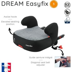 Nania Siege auto rehausseur bas DREAM easyfix groupe 3 (22-36kg) + porte-gobelet - Gris argent