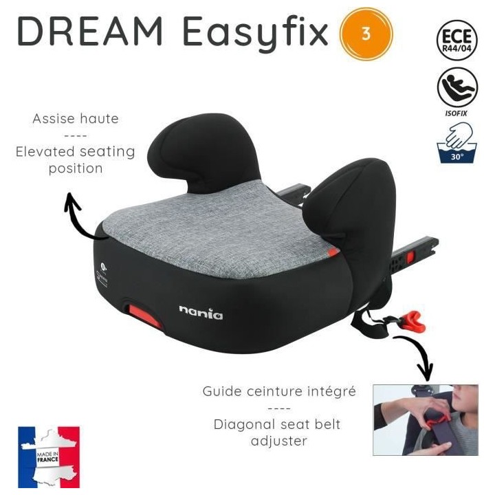 Nania Siege auto rehausseur bas DREAM easyfix groupe 3 (22-36kg) + por