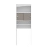 WAVE Meuble WC - Blanc et Taupe - 2 portes coulissantes + 3 niches - L 64 x P 19 x H 178 cm - SYMBIOSIS