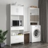 WAVE Meuble WC - Blanc et Taupe - 2 portes coulissantes + 3 niches - L 64 x P 19 x H 178 cm - SYMBIOSIS