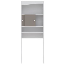 WAVE Meuble WC - Blanc et Taupe - 2 portes coulissantes + 3 niches - L 64 x P 19 x H 178 cm - SYMBIOSIS