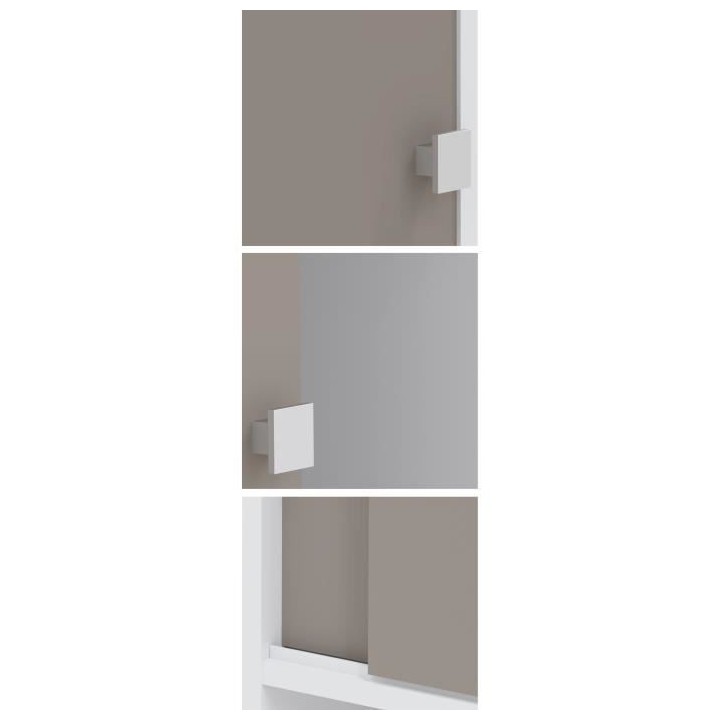 WAVE Meuble WC - Blanc et Taupe - 2 portes coulissantes + 3 niches - L