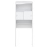 VESSA Meuble WC ou machine a laver - Blanc et Taupe - 2 portes coulissantes + 3 niches - L 64 x P 19 x H 178 cm - SYMBIOSIS