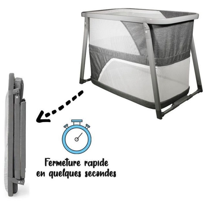 NANIA Lit bébé pliant LIDO 3 en 1 – berceau, lit pliant et parc b