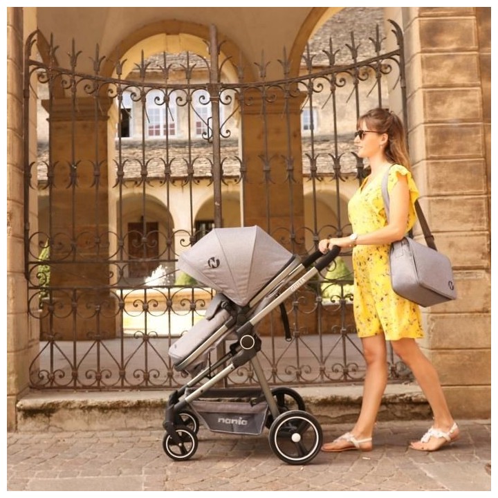 NANIA Poussette Giulia - Nacelle + Siege auto BEONE 0+ - Sac a langer