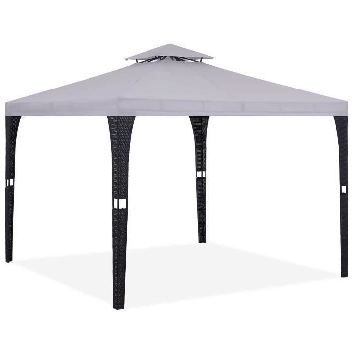 Tonnelle de jardin - 3 x 4 x H.2,5 m - Structure Acier & PE tressé et