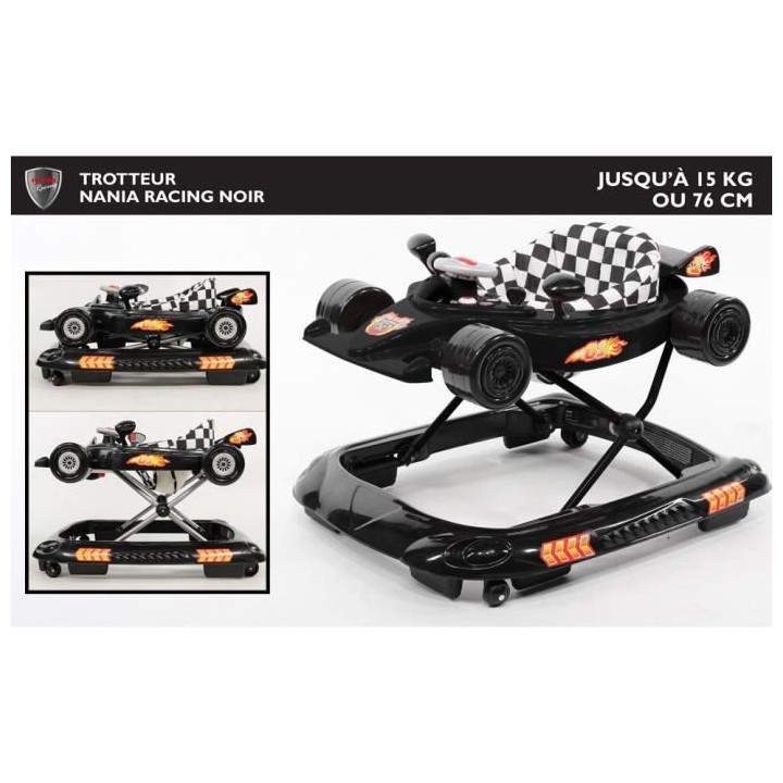 NANIA Trotteur RACING - Réglable en hauteur - Tablette d'éveil - 9-2