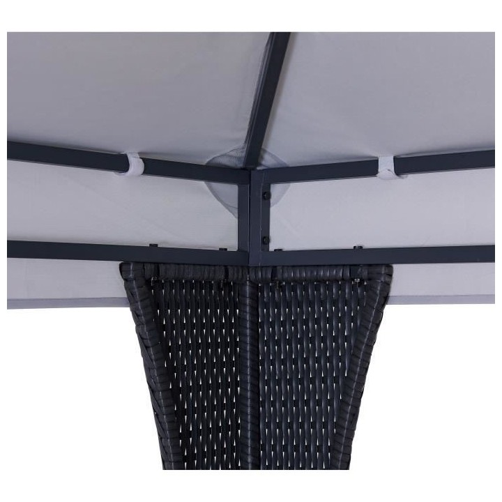 Tonnelle de jardin - 3 x 4 x H.2,5 m - Structure Acier & PE tressé et