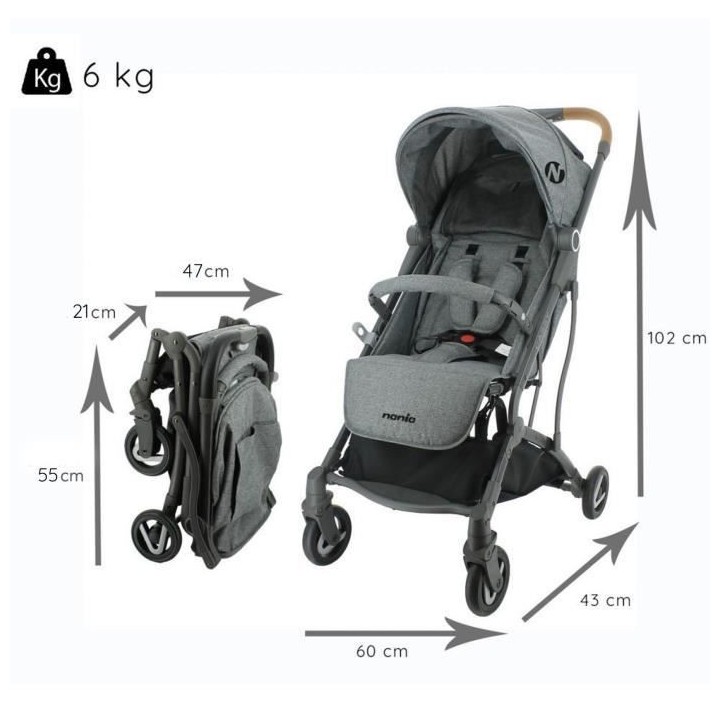 Poussette compacte CASSY NANIA - 6-36 mois - Jusqu'a 15kg - Dossier r