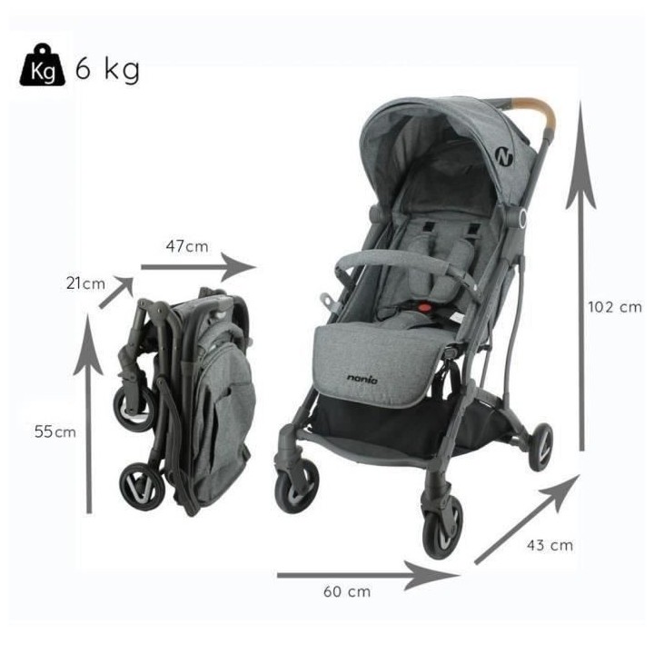 Poussette compacte CASSY NANIA - 6-36 mois – Légere et maniable - D