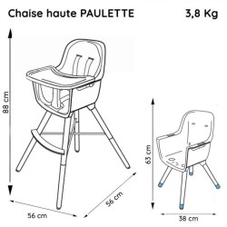 Nania - Chaise Haute évolutive PAULETTE - Des 6 mois jusqu'a 5 ans - Coussin réversible - Fabriquée en France - Oregami