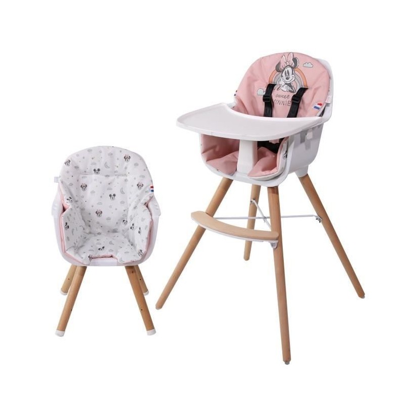 Nania - Chaise Haute évolutive PAULETTE - Des 6 mois jusqu'a 5 ans - Coussin réversible - Fabriquée en France - Minnie