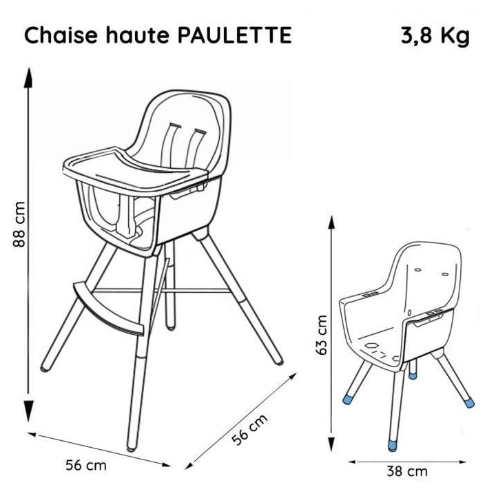 Nania - Chaise Haute évolutive PAULETTE - Des 6 mois jusqu'a 5 ans -