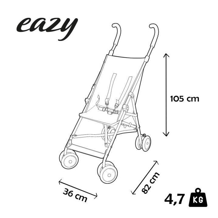 NANIA Poussette canne First Eazy - 6-36 mois - Roues pivotantes 360°