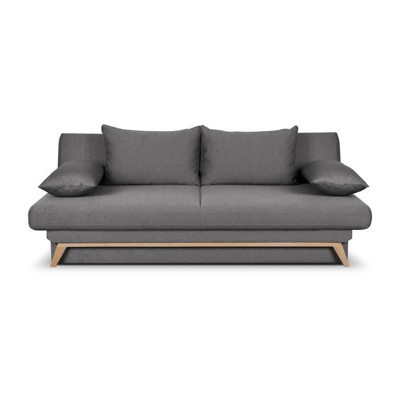 Canapé convertible avec coffre - Tissu Gris - L 202 x P 98 x H 98 cm - NAOTO