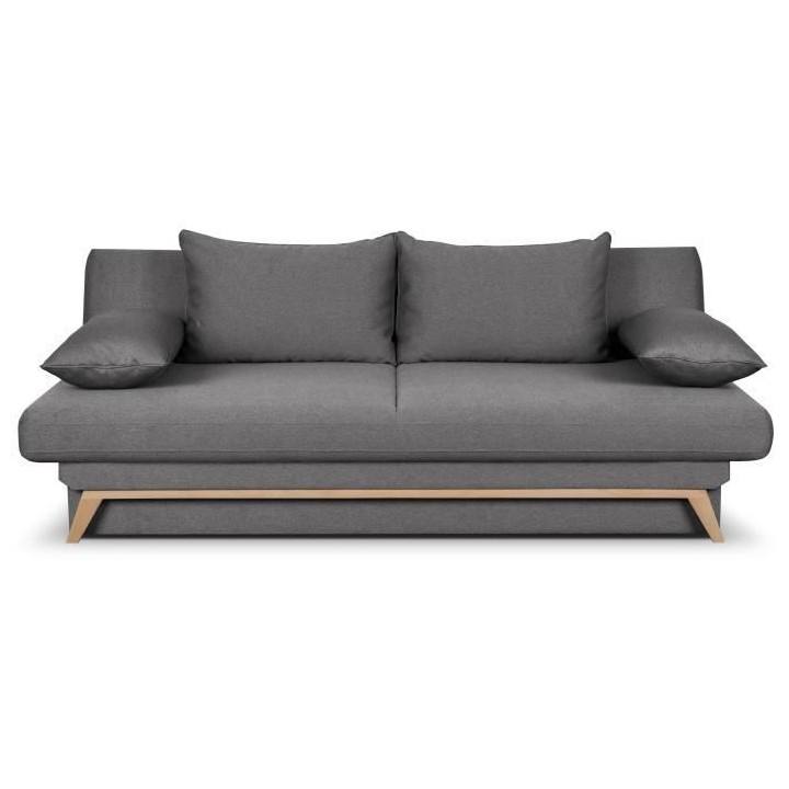 Canapé convertible avec coffre - Tissu Gris - L 202 x P 98 x H 98 cm