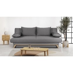 Canapé convertible avec coffre - Tissu Gris - L 202 x P 98 x H 98 cm - NAOTO