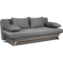 Canapé convertible avec coffre - Tissu Gris - L 202 x P 98 x H 98 cm - NAOTO