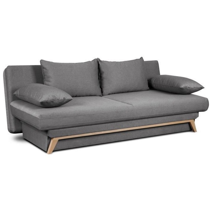 Canapé convertible avec coffre - Tissu Gris - L 202 x P 98 x H 98 cm