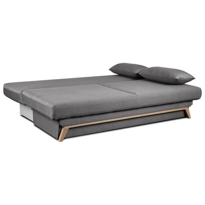Canapé convertible avec coffre - Tissu Gris - L 202 x P 98 x H 98 cm
