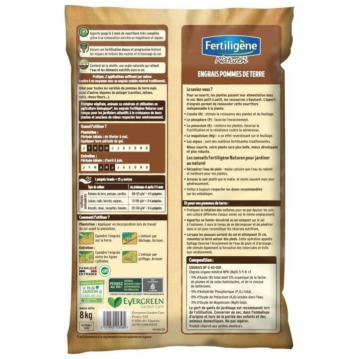NATUREN Engrais Pomme de Terre et Potager - 8 kg