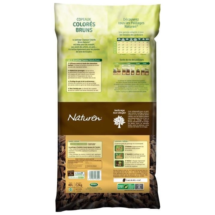 NATUREN Copeaux Colorés Bruns - 40L