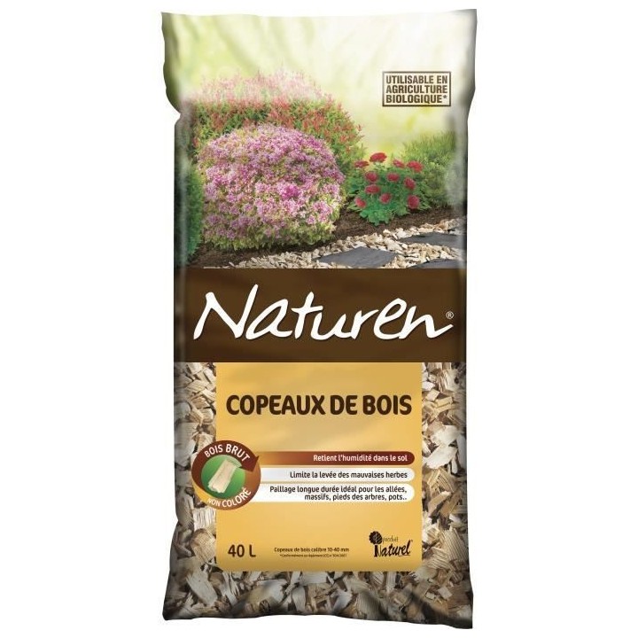 NATUREN Copeaux de Bois non coloré - 40L