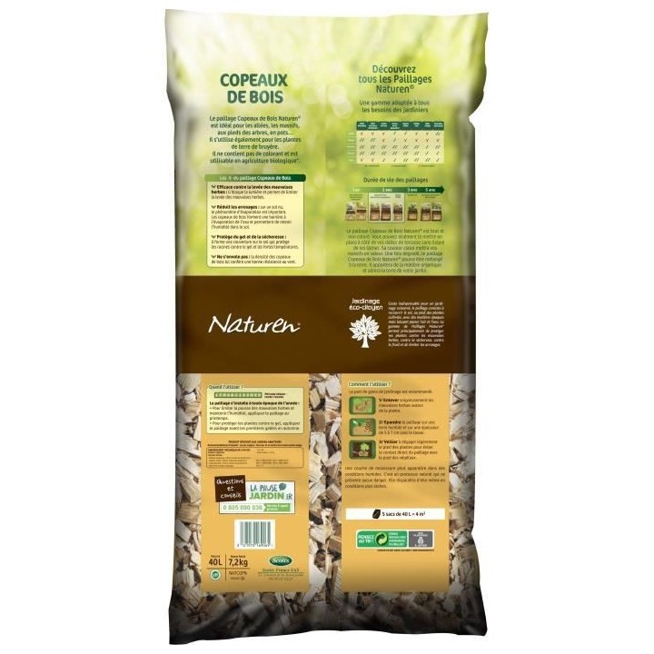 NATUREN Copeaux de Bois non coloré - 40L