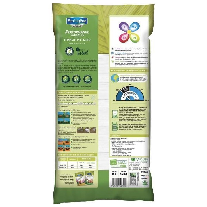 FERTILIGENE Terreau Performance Organics Potager - 35 L