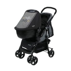 NANIA Poussette combinée trio Texas - Siege auto BEONE groupe 0+ (0-13kg) - 0-36 mois - Jusqu'a 15kg - Noir et beige