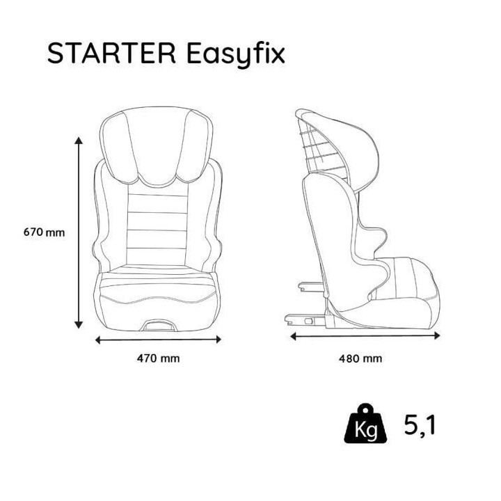 Nania Siege auto rehausseur STARTER easyfix groupe 2/3 (15-36kg) - hat
